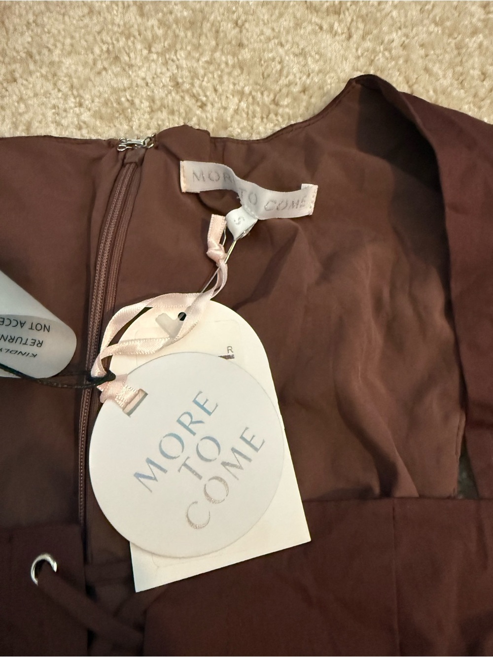 NWT More To Come Gemma Mini Dress in Brown - Picture 3 of 3